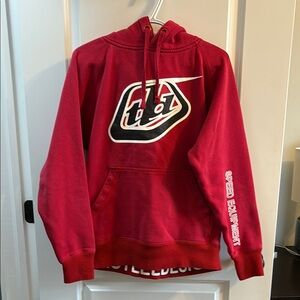 Red Graphic Hoodie Sweater with Logo